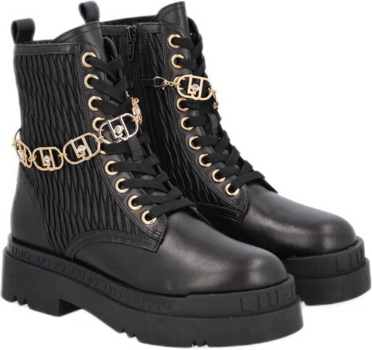 Liu Jo Love 31 leren veterboots zwart