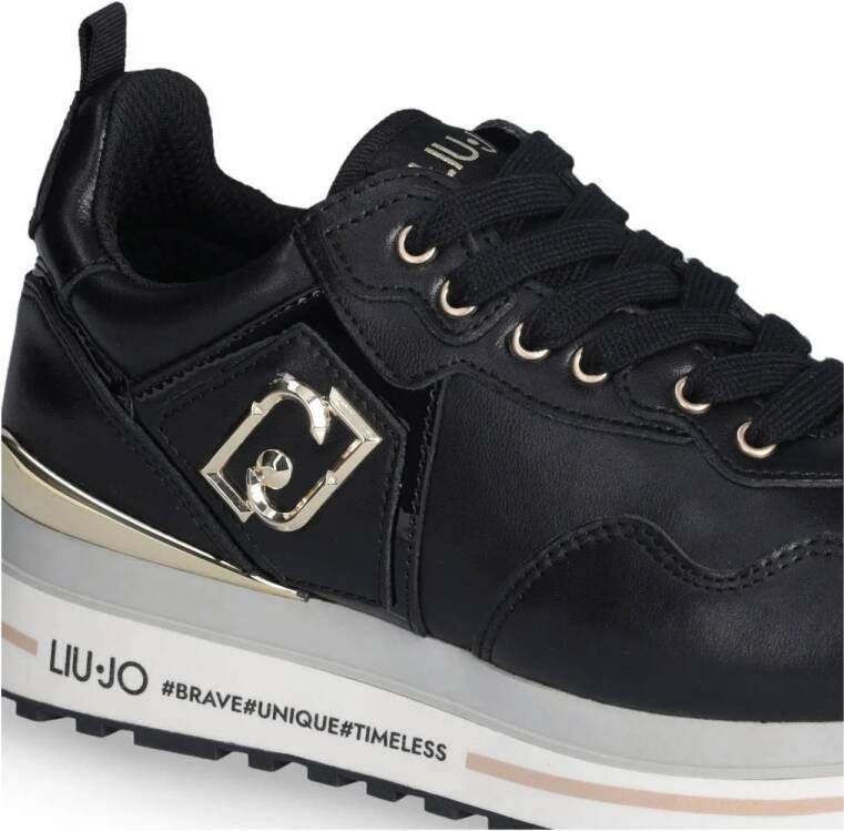 Liu Jo Maxi Wonder 01 leren sneakers zwart