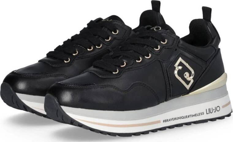 Liu Jo Maxi Wonder 01 leren sneakers zwart