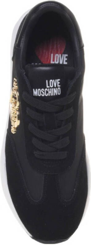 Love Moschino Daily run leren sneakers zwart