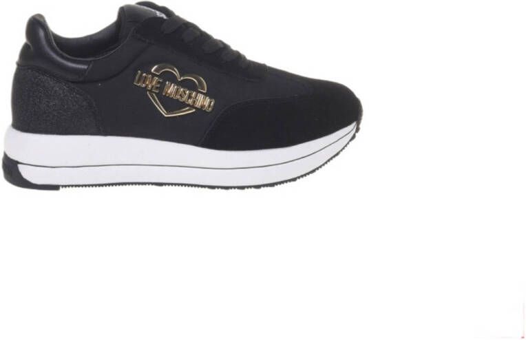 Love Moschino Daily run leren sneakers zwart