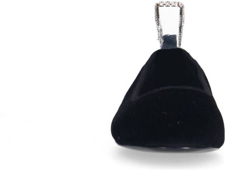 Manfield fluwelen ballerina's met strass bandje zwart