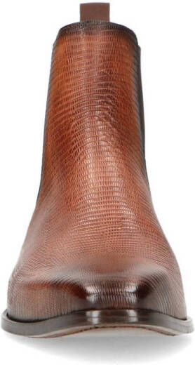 Manfield Black Label leren chelsea boots cognac - Schoenen.nl