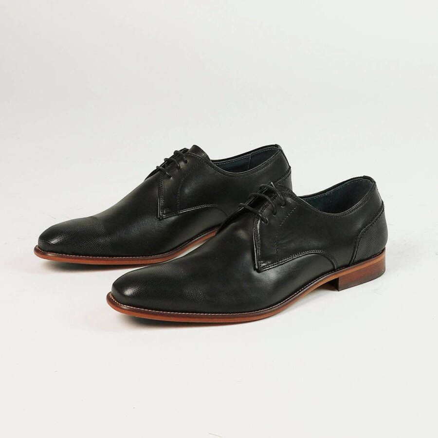 Manfield Black Label leren veterschoenen zwart