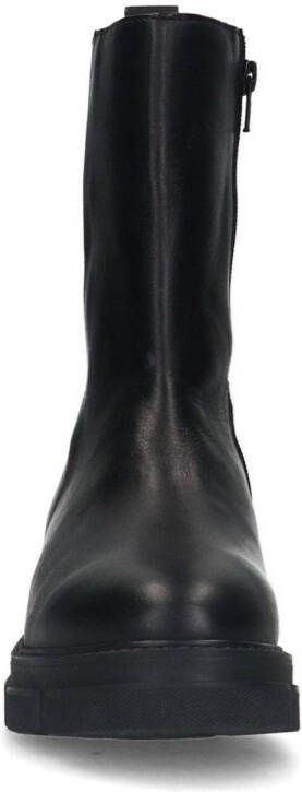 Manfield chunky leren enkelboots zwart