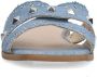 Manfield Dames Denim canvas slippers met zilverkleurige studs - Thumbnail 3