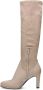 Manfield Dames Beige stretch laarzen met hak - Thumbnail 1