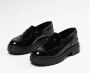 Manfield Dames Chunky zwarte loafers van lakleer - Thumbnail 3