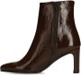 Manfield Dames Bruine lakleren enkellaarsjes met hak - Thumbnail 3