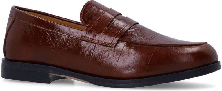 Manfield Dames Burgundy lakleren loafers