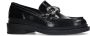 Manfield Dames Zwarte lakleren loafers met zilveren chain - Thumbnail 3