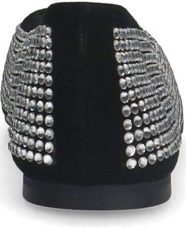 Manfield leren ballerina's met strass zwart