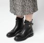 Manfield Dames Zwarte leren biker boots met gesp - Thumbnail 2