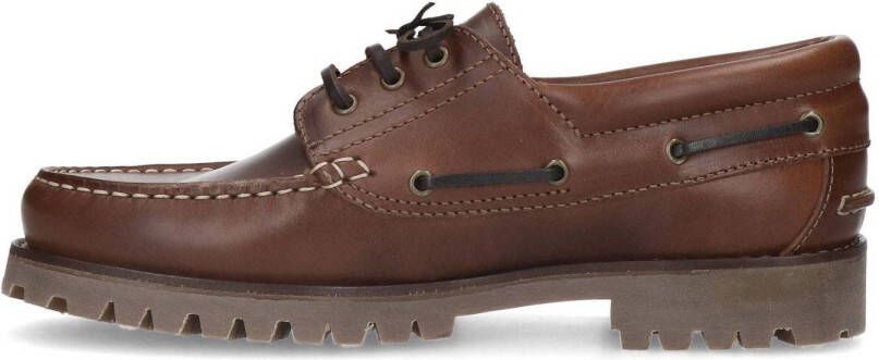 Manfield leren bootschoenen cognac