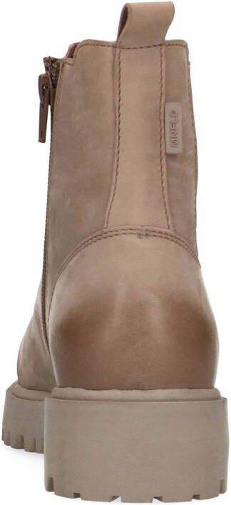 Manfield leren enkelboots taupe