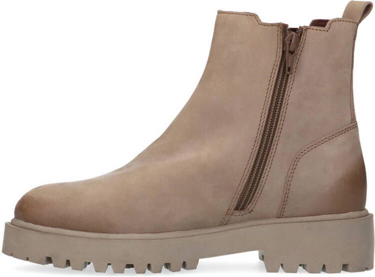 Manfield leren enkelboots taupe