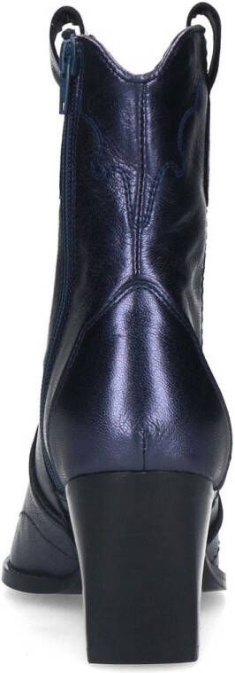 Manfield leren cowboylaarzen blauw metallic