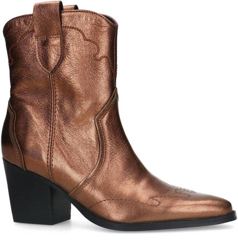 Manfield leren cowboylaarzen brons metallic