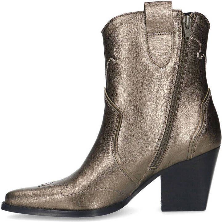 Manfield leren cowboylaarzen goud metallic