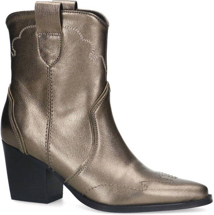 Manfield leren cowboylaarzen goud metallic