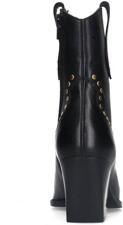 Manfield leren cowboylaarzen met studs zwart