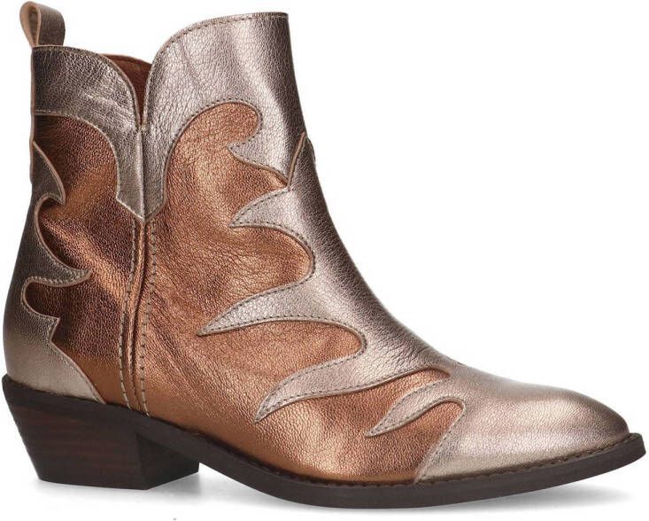 Manfield leren cowboylaarzen zilver brons