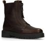 Manfield Dames Donkerbruine leren enkellaarsjes - Thumbnail 1