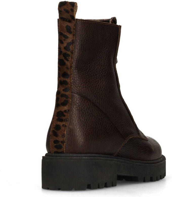 Manfield leren enkelboots donkerbruin