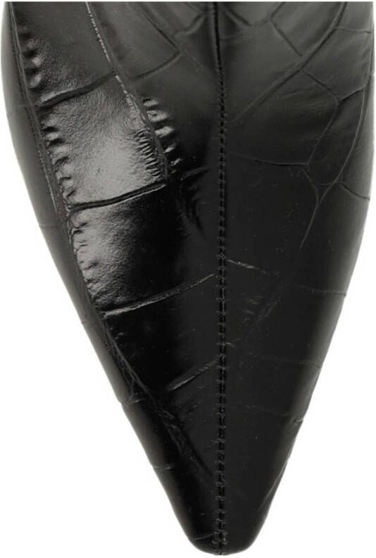 Manfield leren enkelboots met crocoprint zwart