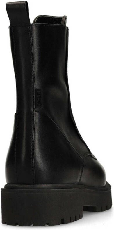 Manfield leren enkelboots zwart