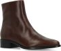 Manfield Dames Donkerbruine leren enkellaarsjes - Thumbnail 3