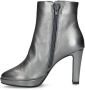 Manfield Dames Zilverkleurige leren enkellaarsjes met hak - Thumbnail 2