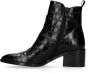 Manfield Dames Zwarte enkellaarsjes met crocoprint - Thumbnail 2