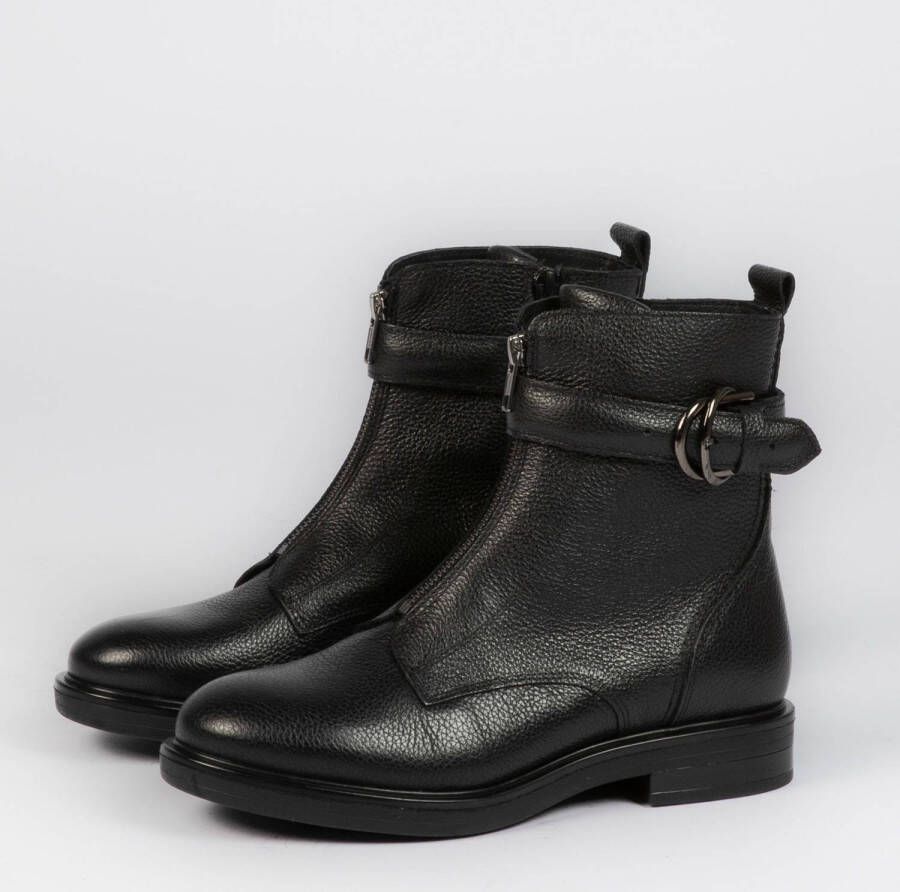 Manfield leren enkelboots zwart