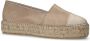 Manfield Dames Witte leren espadrilles met plateauzool - Thumbnail 4