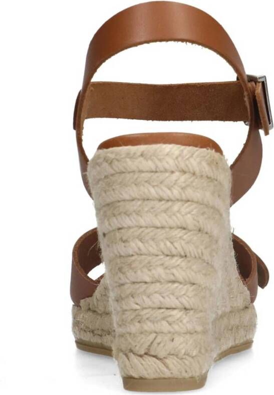 Manfield leren espadrilles cognac