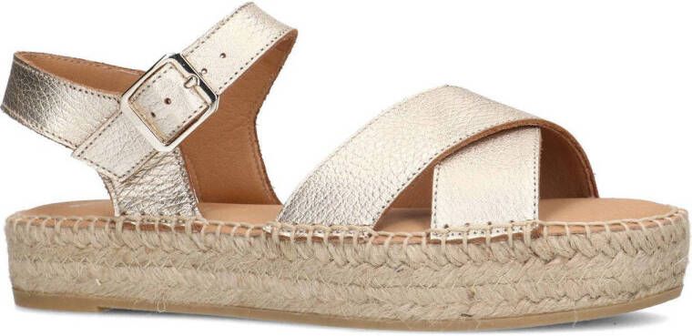 Manfield leren espadrilles goud