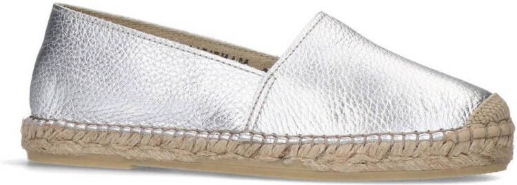 Manfield leren espadrilles zilver