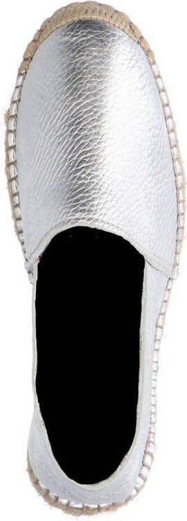 Manfield leren espadrilles zilver