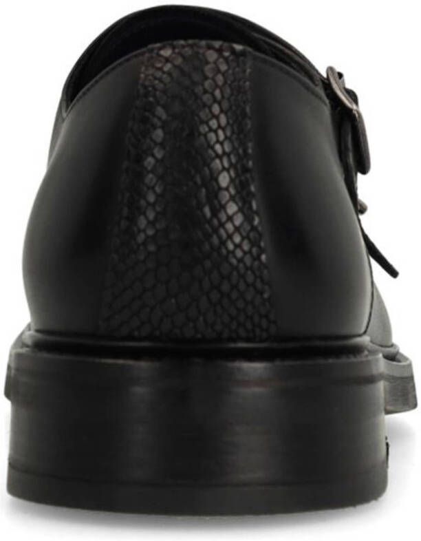 Manfield leren gespschoenen zwart