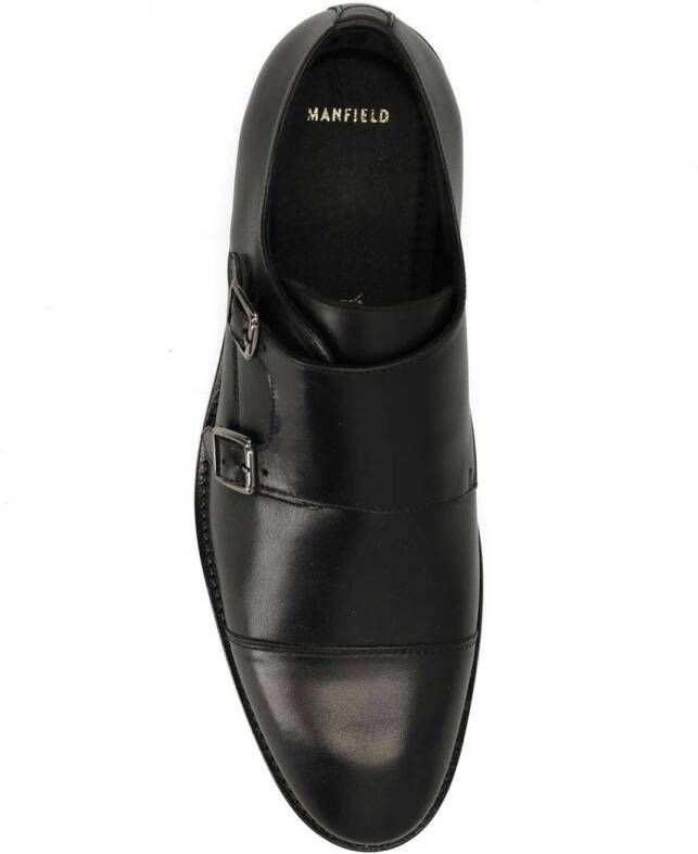 Manfield leren gespschoenen zwart