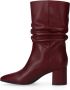 Manfield Dames Bordeaux rode leren laarzen met hak - Thumbnail 5