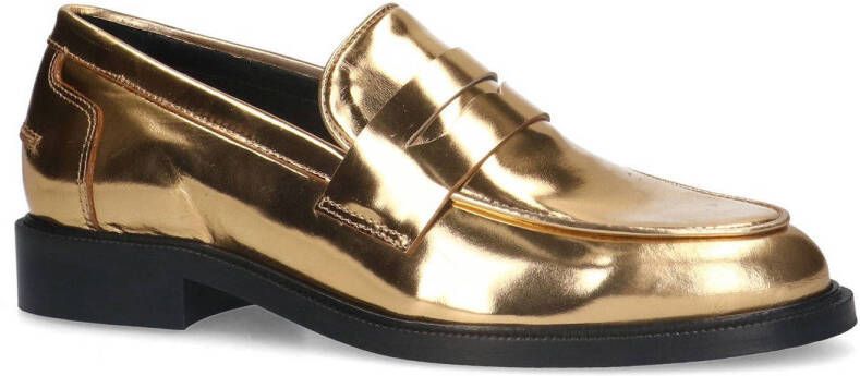 Manfield leren loafers goud metallic