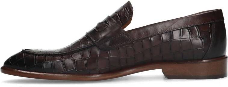 Manfield leren loafers met crocoprint bruin