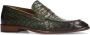 Manfield Heren Groene leren loafers met crocoprint - Thumbnail 3