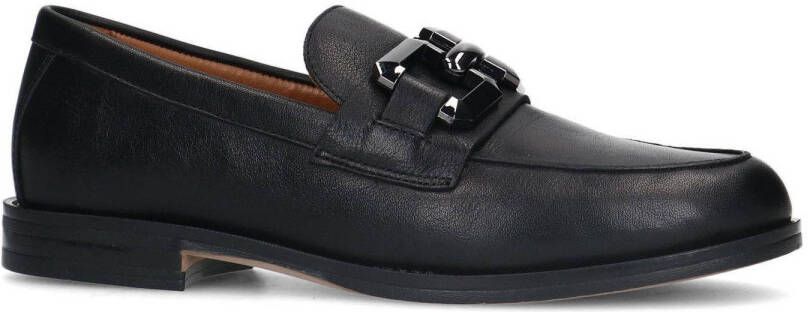 Manfield leren loafers met gesp zwart