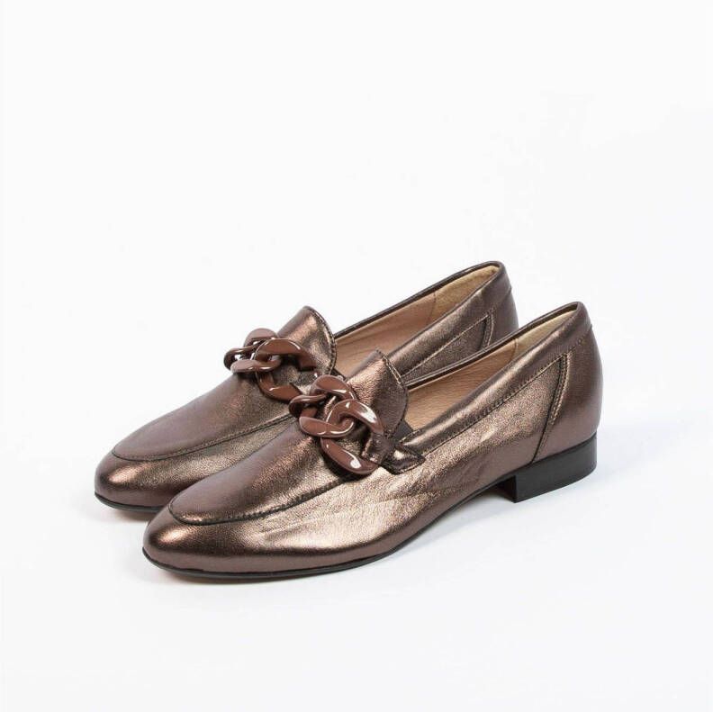 Manfield leren loafers met ketting brons