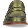 Manfield Dames Groene metallic leren loafers met studs - Thumbnail 3