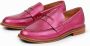Manfield Dames Roze metallic leren loafers met studs - Thumbnail 2