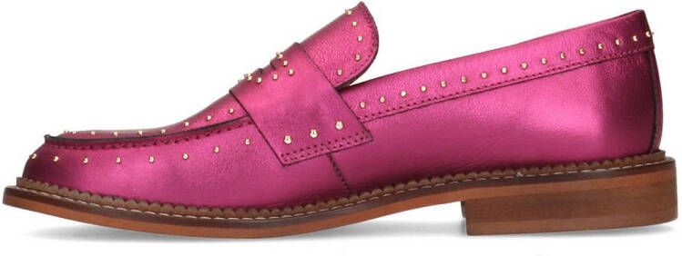 Manfield leren loafers met studs roze metallic